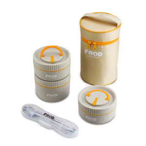 Boîte à <span class=keywords><strong>lunch</strong></span> isotherme pour étudiants à 3 compartiments, multi-niveaux, 1400 ml, avec couverts, sac isotherme, chauffable, étanche - Product Image 3