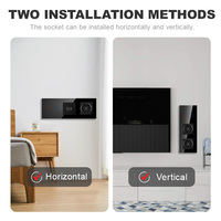 Interruptor y Enchufe Inteligente WiFi de Pared con Pantalla Táctil Negra, Estándar Europeo 86, Alemán y Francés, Módulo de Funciones Combinadas