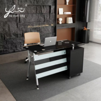 Étude de verre simple meubles de bureau à domicile Table de bureau d'ordinateur de travail avec tiroir Escritorio de oficina