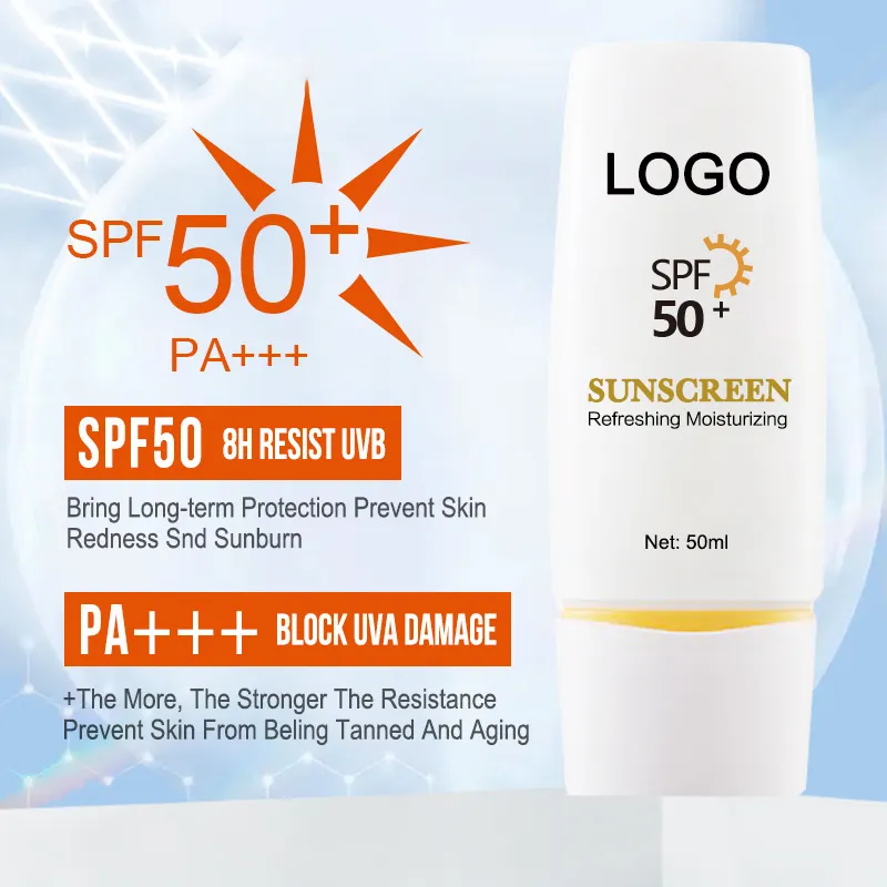 메이크업 개인 라벨 낮은 Moq 블랙 스킨 미네랄 크림 투명 비건 얼굴 OEM 페이셜 도매 SPF 50 자외선 차단제