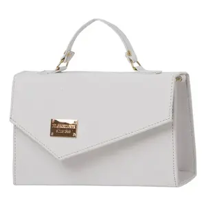 Sac bandoulière Fana en cuir véritable blanc à motif géométrique avec fermeture magnétique pour femme, usage quotidien - Product Image 3