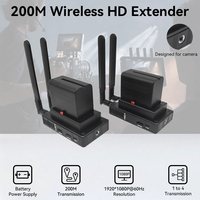 Extensor HDMI Inalámbrico 5.8G Mejorado, 200M de Alcance, 1080P 60Hz, IR Bidireccional, Doble Alimentación CC y Batería para Cámara, para Transmisiones en Vivo