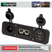 Panneau de chargeur de connecteur Anderson 50A Chargeur USB 3-en-1 avec ports 3.1A et prise de cigare 12V pour bateau marin RV