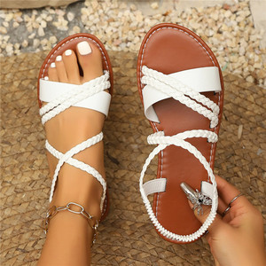 Sandali piatti da donna di design per l'estate, traspiranti, antiscivolo, casual, da indossare a <span class=keywords><strong>piedi</strong></span> <span class=keywords><strong>nudi</strong></span> per l'esterno e la primavera - Ordine all'ingrosso - Product Image 2