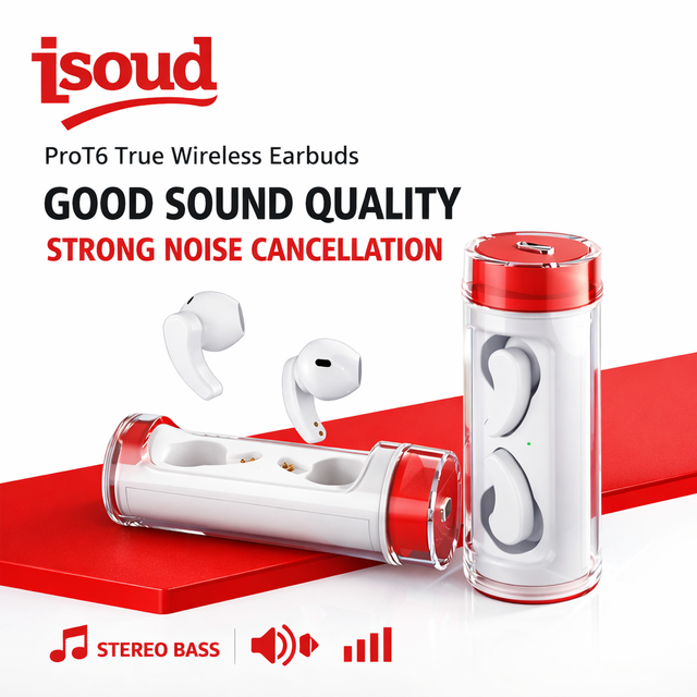 AI Transparent Earbuds TWS Wireless Headset Bilateral Stereo Digital Display Private Model Non-Noise Cancelling AI Earbuds T6