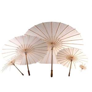 Parapluie en papier de bambou chinois, parapluie en papier blanc DIY, cadeau de mariage - Product Image 1