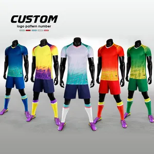 Set seragam sepak bola Thailand kaus sepak bola tersublimasi desain pakaian sepak bola kustom Set tim klub kaus sepak bola