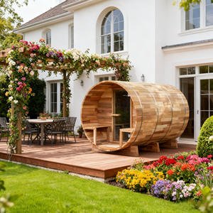 Cedro rojo <span class=keywords><strong>canadiense</strong></span> 2-6 personas Sauna al aire libre Precio de fábrica Jardín Buen medio vidrio Multi-End Barril de madera Sauna al aire libre - Product Image 3