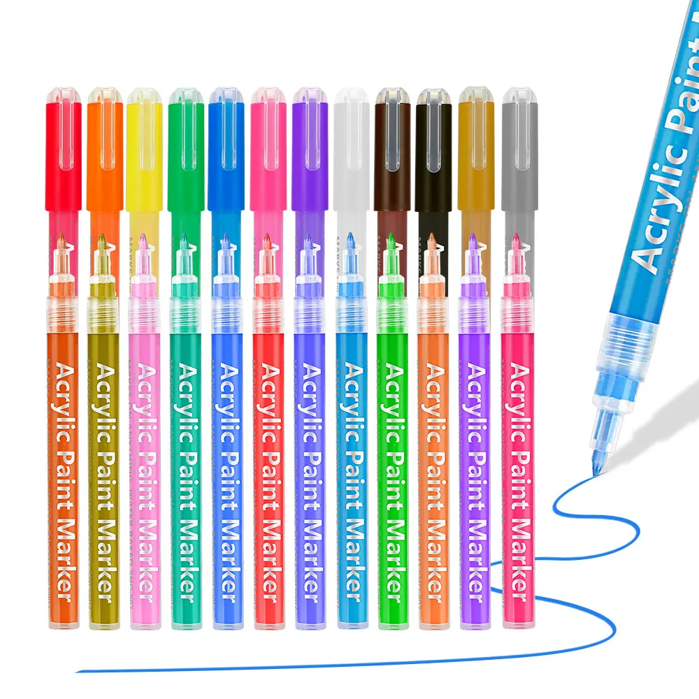 Stylos marqueurs OEM personnalisés pour peintres acryliques 12 24 28 36 48 couleurs, imperméables et permanents, pour dessiner des graffitis.