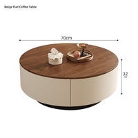 Table basse ronde en bois massif Tenghang avec tiroirs de rangement pour salon, mobilier minimaliste pour la maison