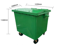 Poubelle extérieure de 1100 L, grande capacité, bac de recyclage, boîte de rangement pour la plage, les centres commerciaux, les zones résidentielles