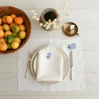 Serviettes de table en coton blanc brodées de palmiers, style ourlet festonné, pour la maison, l'hôtel ou les événements, vente en gros LY