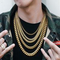 Vente en gros plaqué or véritable 18K Collier Bijoux Chaîne Hip Hop Acier inoxydable 316L Miami Chaîne à maillons cubains pour hommes femmes