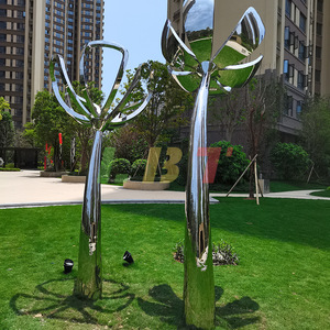 Libit Stainless Steel Petal Sculpture Outdoor Garden Art Mirror Finish Abstract Lotus Shape Handmade Customizable - Product Image 2
