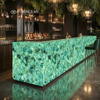Comptoir en pierre d'agate jaune naturelle de qualité supérieure avec systèmes d'éclairage LED intégrés pour hôtel, centre commercial, restaurant