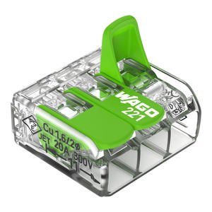 Conector <span class=keywords><strong>de</strong></span> cable rápido 221 Bloques <span class=keywords><strong>de</strong></span> terminales con funcionamiento para una variedad <span class=keywords><strong>de</strong></span> <span class=keywords><strong>tipos</strong></span> <span class=keywords><strong>de</strong></span> cable Conector transparente - Product Image 1
