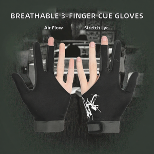 Gants de billard respirants en spandex à 3 doigts, ambidextres, avec fermeture auto-agrippante, toutes saisons, pour la gym, le cyclisme, la piscine, le snooker - Product Image 2