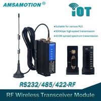 Módulo Transceptor Inalámbrico RF AMSAMOTION RS232/485/422-RF 433MHz, Comunicación de Alta Velocidad, Descarga Remota, Aplicación PLC