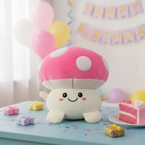 Modello di Fungo Rosa in Peluche da 9 Pollici NYFY-1251, Decorazione di Compleanno Moderna e Colorata con Stampa Digitale, MOQ 5/10 - Product Image 3