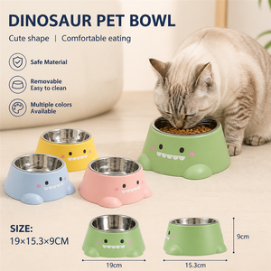 Ciotola Compatta a Forma di Dinosauro per Gatti e Cani di Piccola Taglia, Piatti Facili da Raggiungere con Supporto Stabile per Pasti, Ciotola Singola per Animali Domestici a Tema Dinosauro - Product Image 1