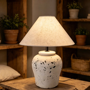 Lámpara <span class=keywords><strong>de</strong></span> Mesa Rústica <span class=keywords><strong>de</strong></span> Cerámica con Pantalla <span class=keywords><strong>de</strong></span> Lino para Dormitorio, Sala <span class=keywords><strong>de</strong></span> Estar, Decoración <span class=keywords><strong>de</strong></span> Mesita <span class=keywords><strong>de</strong></span> Noche, Lámpara <span class=keywords><strong>de</strong></span> Cerámica Hecha a Mano con Pantalla <span class=keywords><strong>de</strong></span> Tela en Forma <span class=keywords><strong>de</strong></span> Cono - Product Image 3