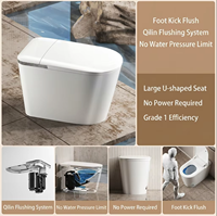 WC monobloc en céramique moderne pour hôtel, réservoir encastré, siphon S, sans électricité, chasse d'eau à double action, bidet intégré au sol