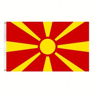 3x5FT Polyester Cheap Price Macedonia Country <b>Flag</b> and National <b>Flag</b> With Two Grommets - Product Image 1