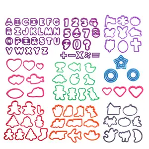 108 Piece alphabet numbers letters heart round star cartoon animal christmas baking plastic biscuit cookie cutter set