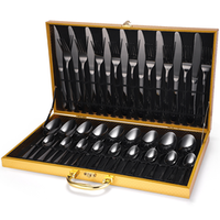 Vente chaude : Ensemble de couverts en acier inoxydable de haute qualité, 36 pièces, type couteau, fourchette, cuillère, avec boîte en bois