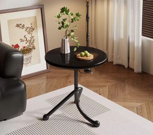 Table basse ronde, table d'appoint, plateau en bois, pieds en métal, table d'appoint de style méditerranéen pour le salon - Product Image 5
