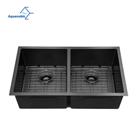 Aqua cubic CUPC 33 pouces Double bol sous-monté calibre 16 évier de cuisine en acier inoxydable 304