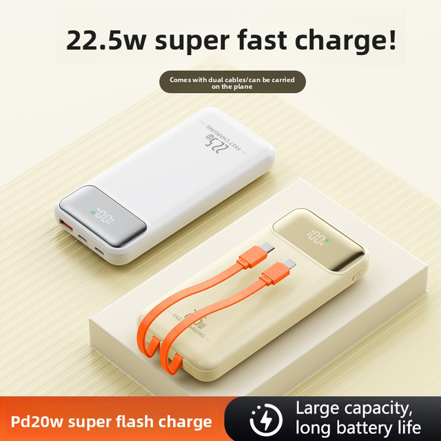 Built-in Cables Portable 10000mah 22.5w/20w High-efficiency Fast Charging Multifunctional Fast Charge Power Bank