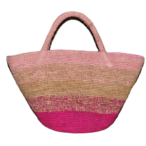 Bolso de Rafia Tejido a Mano en Madagascar para Mujer, Color Degradado, con Dos Asas, Cierre de Hebilla, Forro de Tela de Algodón - Product Image 1