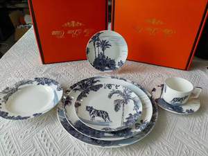 Juego de Vajilla Ligera de Porcelana Fina con Diseño de Tigre Rey de la Selva, Plato, Taza, Platillo y Jarra para Hogar, Hotel y Eventos - Product Image 6