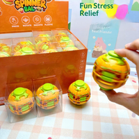 Lot de 24 jouets anti-stress rotatifs en forme de hamburger, mignons, pour fêtes et événements, en vrac