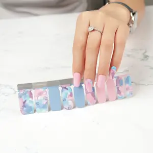Etichetta privata di alta qualità all'ingrosso adesivo per nail art non tossico di lunga durata 20 pezzi 100% strisce di smalto per unghie glitter personalizzate reali