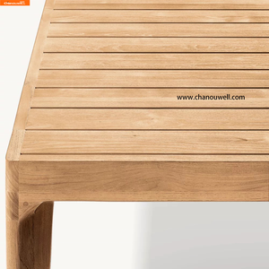 Bền vững hiện đại ngoài trời bàn ăn với khung gỗ tếch rắn gỗ xây dựng kết thúc không thấm nước Sọc bề mặt thiết kế đơn giản - Product Image 3