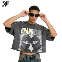 T-shirt imprimé en coton 100% de haute qualité XUFEI original personnalisé vintage streetwear 250 g/m², coupe ample et courte, pour homme