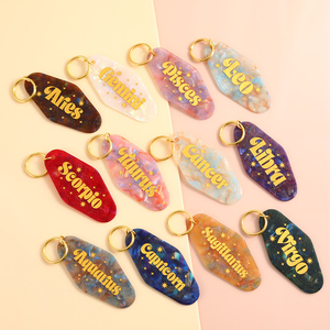 Chòm Sao Acrylic Keychain với túi kim loại mặt dây chuyền Zodiac dấu hiệu khách sạn Keyring & Carabiner cá nhân Quà tặng khuyến mại ý tưởng - Product Image 2
