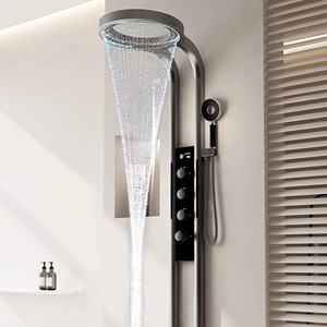Di lusso Smart Display a LED pioggia Soft appartamento <span class=keywords><strong>bagno</strong></span> sistema di pannelli doccia valvola in ceramica in ottone SPA massaggio doccia a cascata - Product Image 1