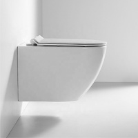 Toilette murale moderne en céramique avec siège à fermeture en douceur, glaçure à double chasse et à nettoyage facile pour lavabo, conception suspendue à dégagement rapide