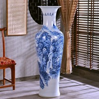 Offre Spéciale Jingdezhen peinture à la main grands Vases bleus et blancs Vase à fleurs en céramique géant