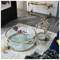 Table basse moderne en acier inoxydable et acrylique avec verre trempé ultra-transparent, accents dorés, facile à nettoyer, meuble décoratif pour salon
