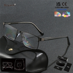 Gafas de Lectura Multifocales Fotocromáticas con Media Montura Metálica Boyarn, Gafas para <span class=keywords><strong>Presbicia</strong></span> con Protección Contra la Luz Azul - Product Image 2