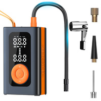 Compresseur de pneus électrique compact 150 PSI alimenté par batterie 4000 mAh, jauge de pression numérique, lumière d'urgence, gonfleur de pneus portable