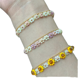 Fashion Trendy Unisex <b>Flower</b> Charm Gold Plated Brass Bead Shaped <b>Bracelet</b> Bangle Wholesale Jewelry Accessory Gift - Product Image 1