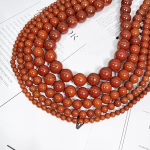 Perline di pietra gemma naturale liscia di diaspro rosso perline non tinte di pietra rossa per la creazione di gioielli perline 4-12mm