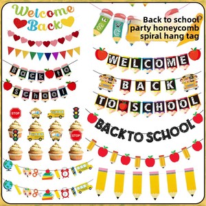 Multicolor Campus-themed Back-to-School <strong>Student</strong> Welcome Party <strong>Banner</strong> with Pencil Apple Heart Shapes for Teacher Decor - Product Image 4