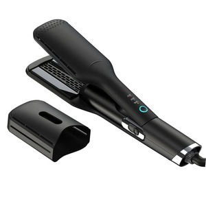 Black Ceramic <b>Hair</b> <b>Straightener</b> <b>Wide</b> <b>Plate</b> Hot Air Styler Floating Flat Iron Salon and Home Use - Product Image 1