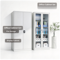 Armoire de rangement de bureau en métal avec portes en verre verrouillables et étagères réglables pour documents et dossiers